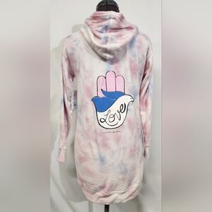 New  Spiritual Gangster Youth Girls Tie-Dye Hoodie Dress Hamsa Love Bird M 12
